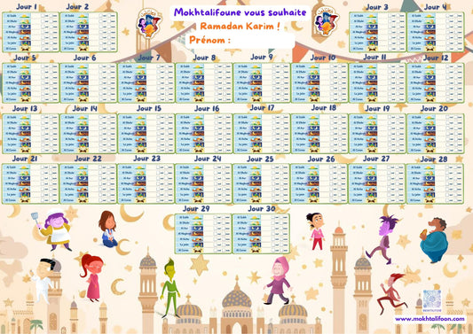 Calendrier de Prière et de Jeun pour Ramadan